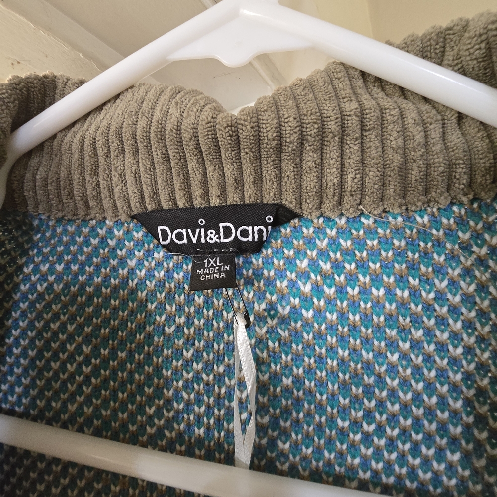 DAVI & DANI Teal and Brown Patterned Blazer - Picture 3 of 3